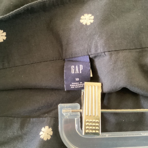 VINTAGE GAP COTTON BLACK CREAM FLORAL FIT & FLARE MIDI SKIRT SIZE 10 - Picture 4 of 10